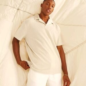 NWOT Asos taupe velour ribbed polo tshirt